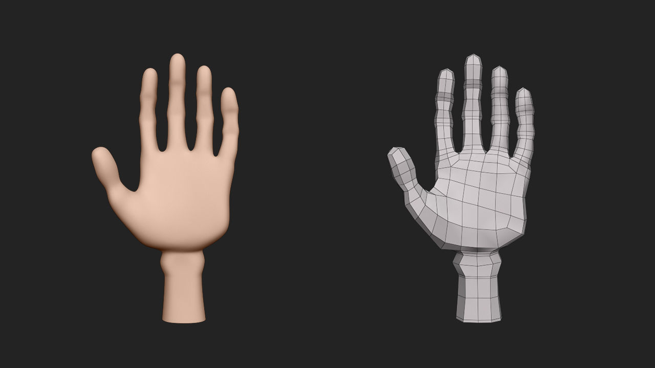 Hand Human Low-poly 3D model_5
