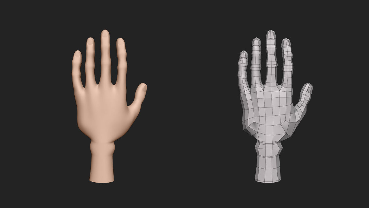 Hand Human Low-poly 3D model_4