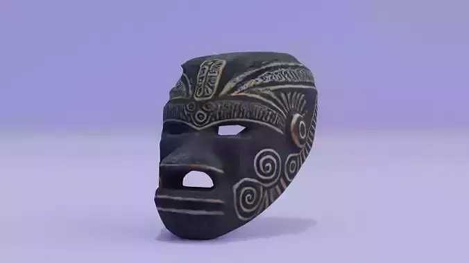 Mask Ancient Tlaloc Aztec Low-poly 3D model