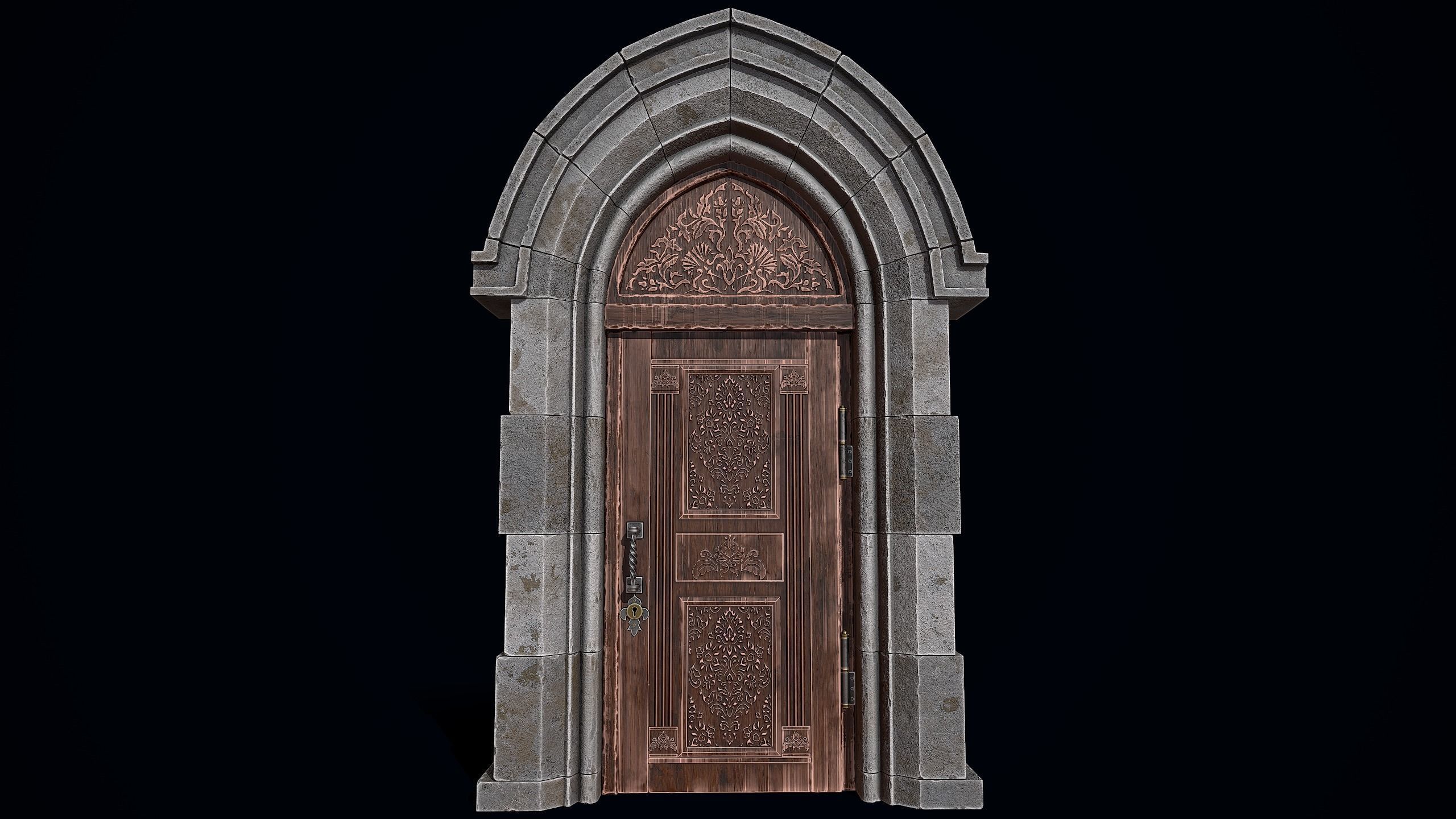 Gothic Castle Door Low-poly 3D model_9