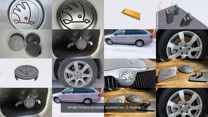 Skoda Octavia printable accessories 3D Model Collection