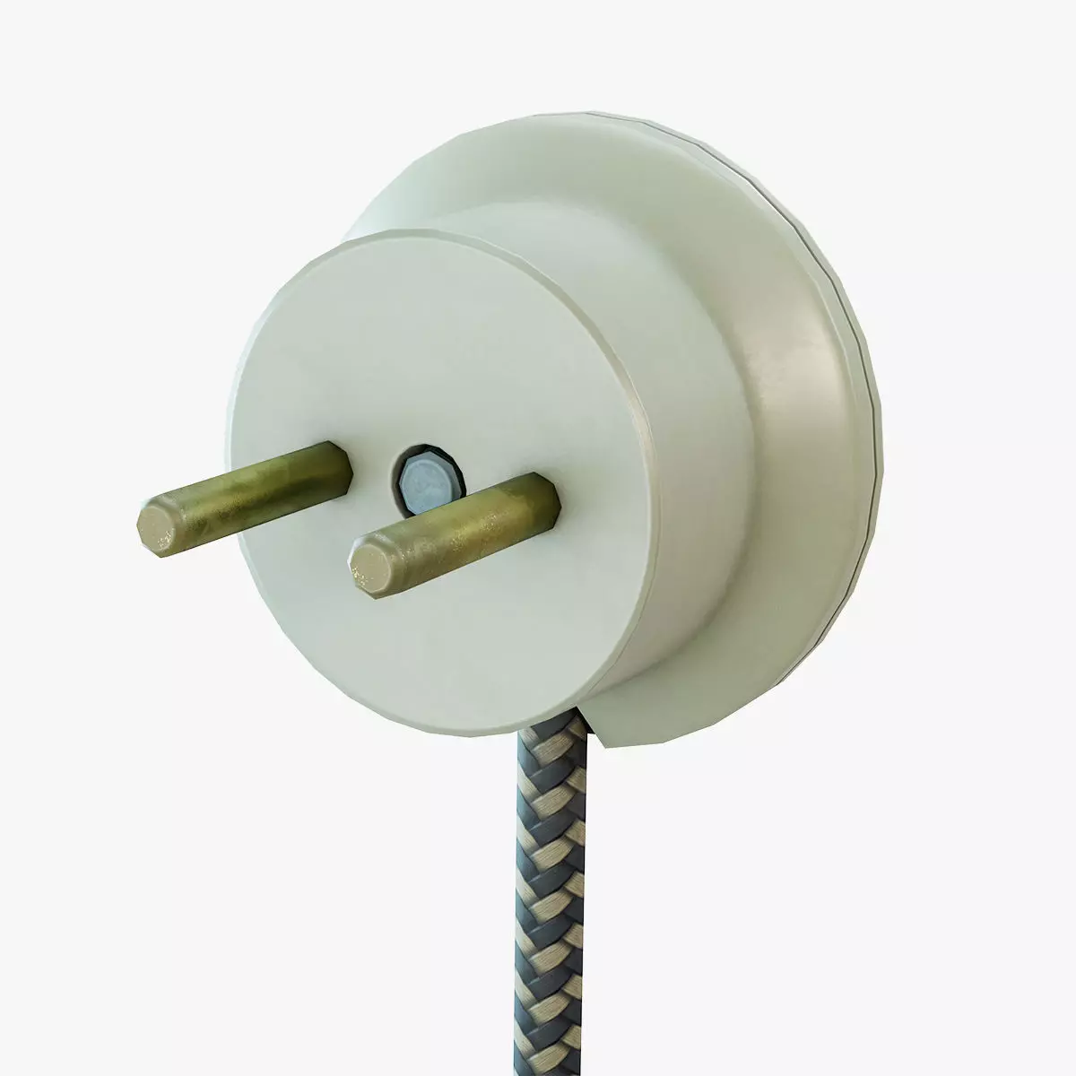 Round Electrical plug USSR Low-poly 3D model_0