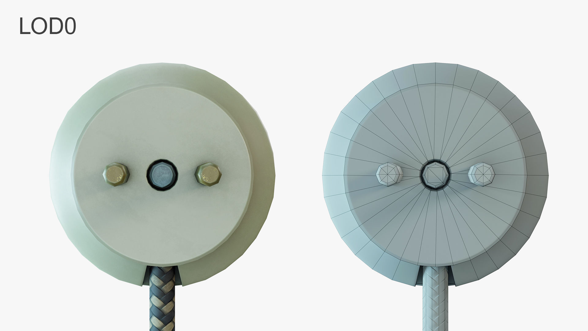 Round Electrical plug USSR Low-poly 3D model_11