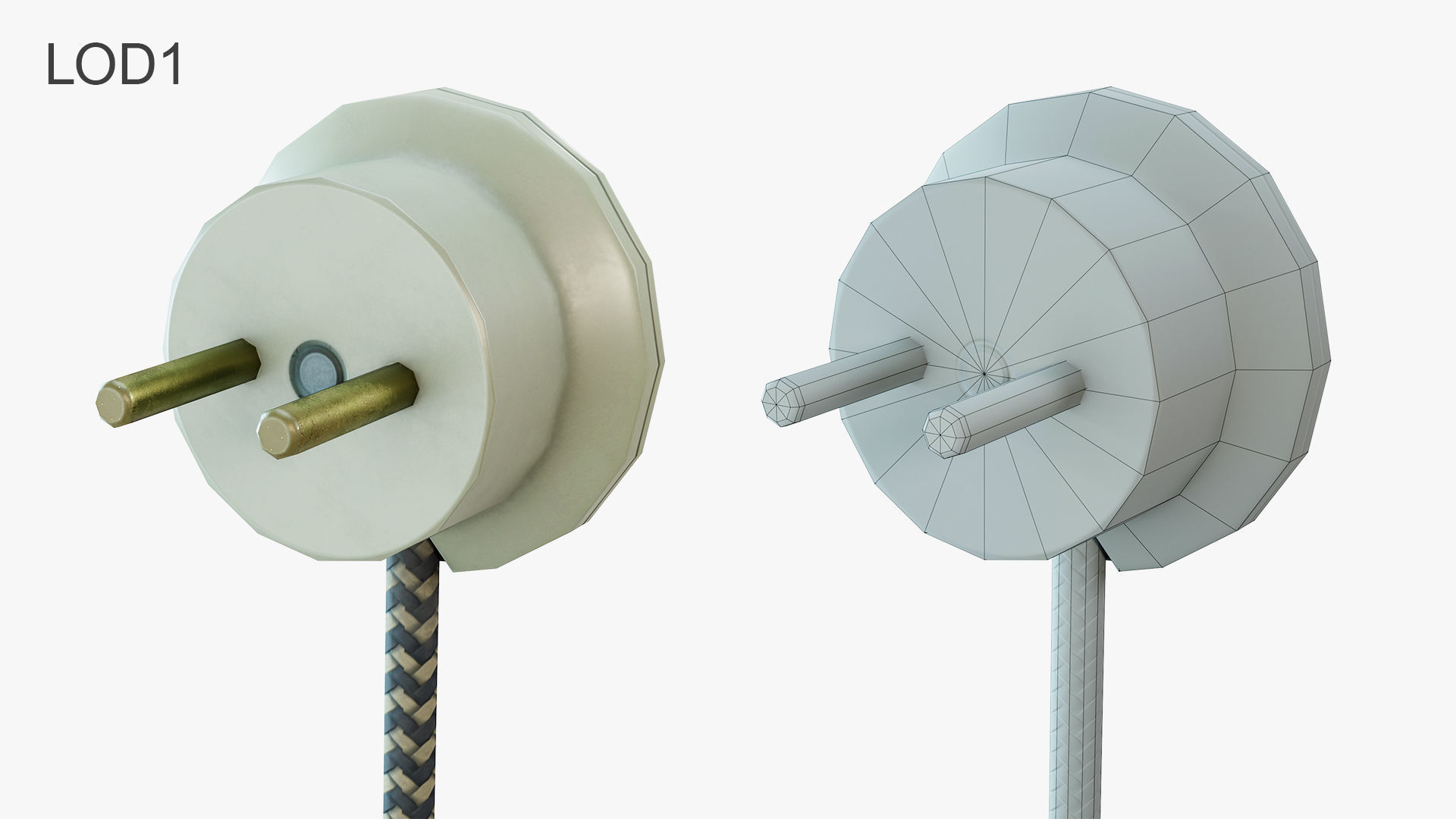 Round Electrical plug USSR Low-poly 3D model_3