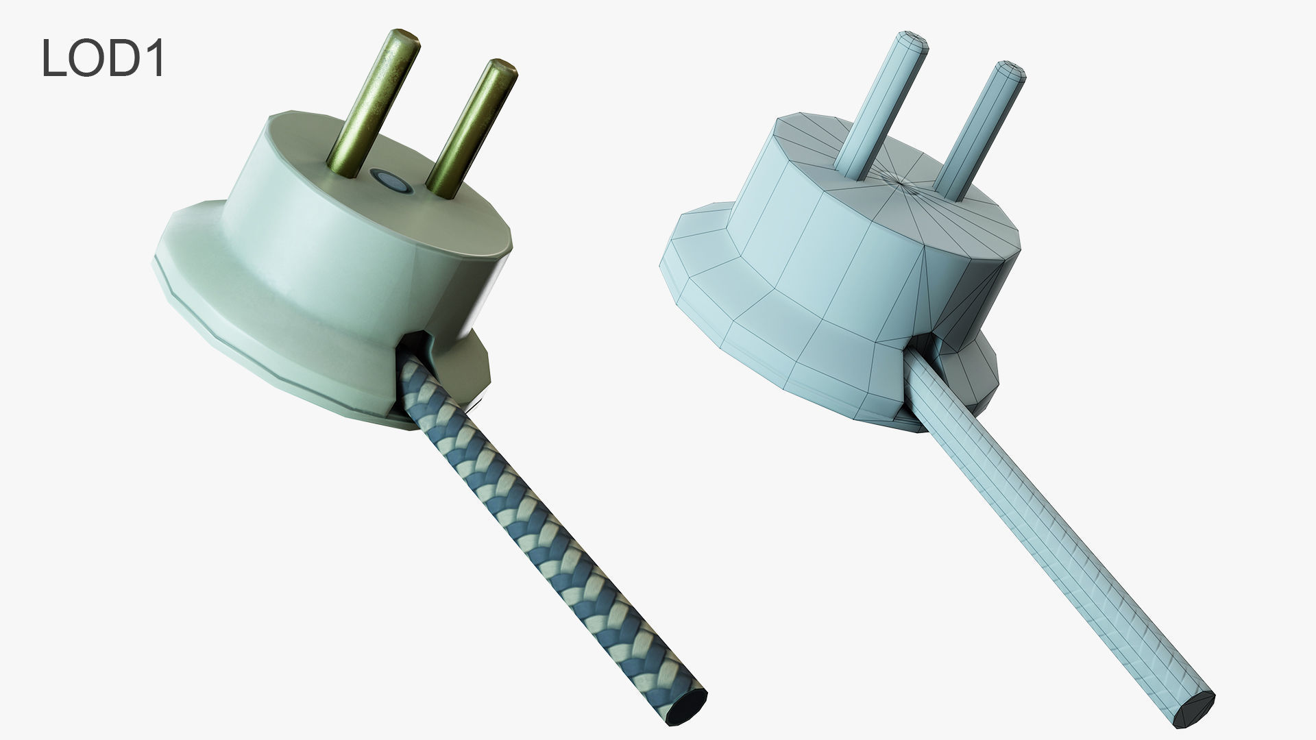 Round Electrical plug USSR Low-poly 3D model_9