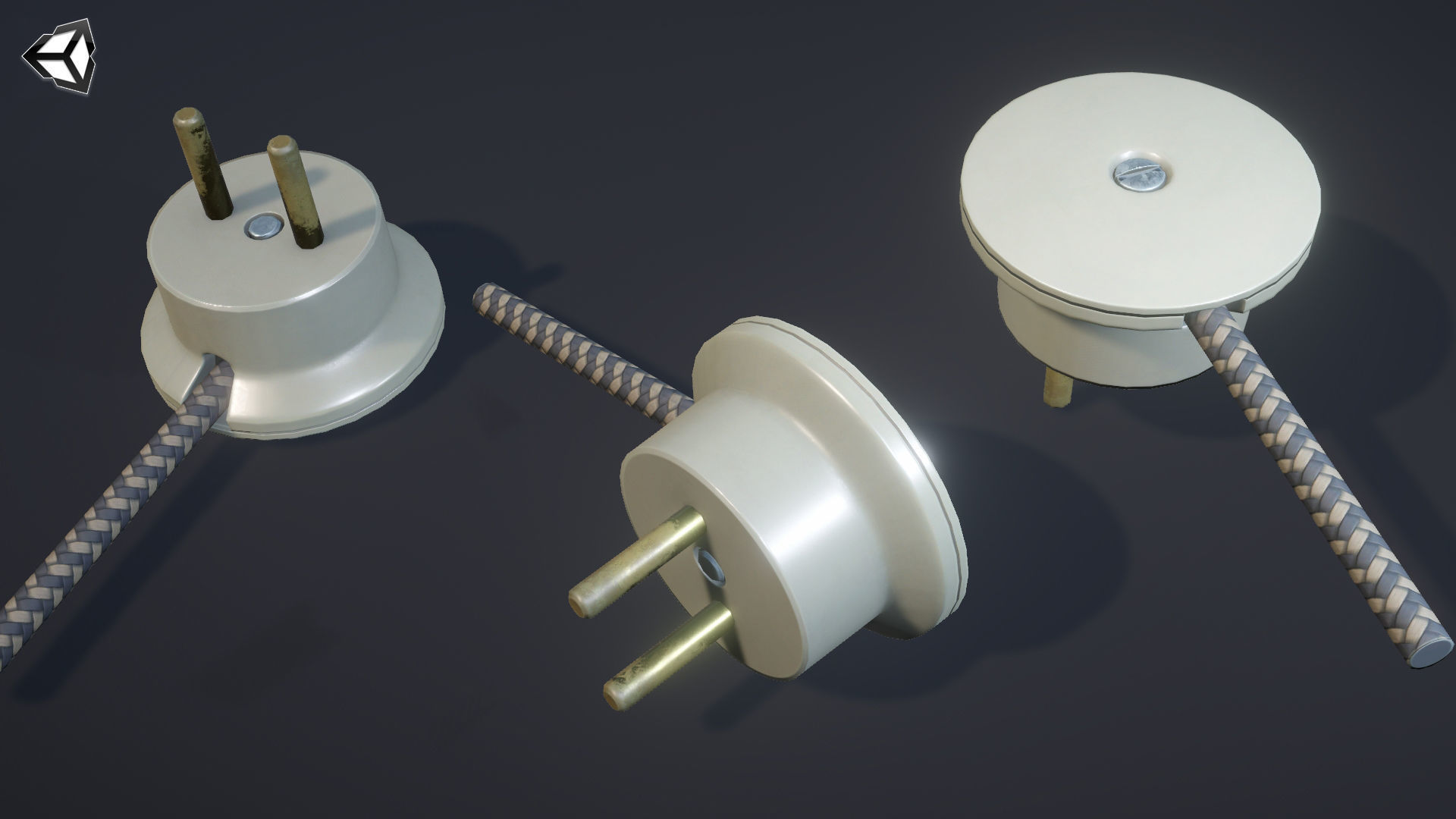 Round Electrical plug USSR Low-poly 3D model_15