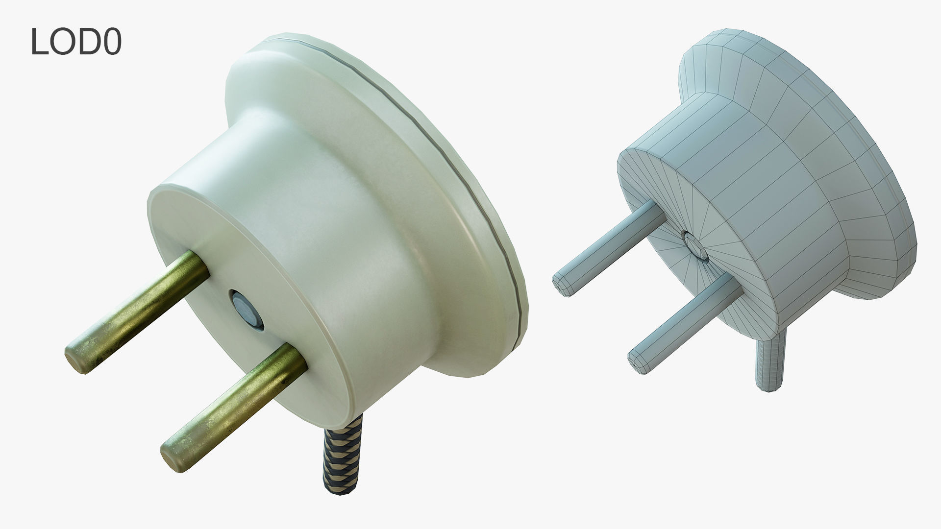 Round Electrical plug USSR Low-poly 3D model_6