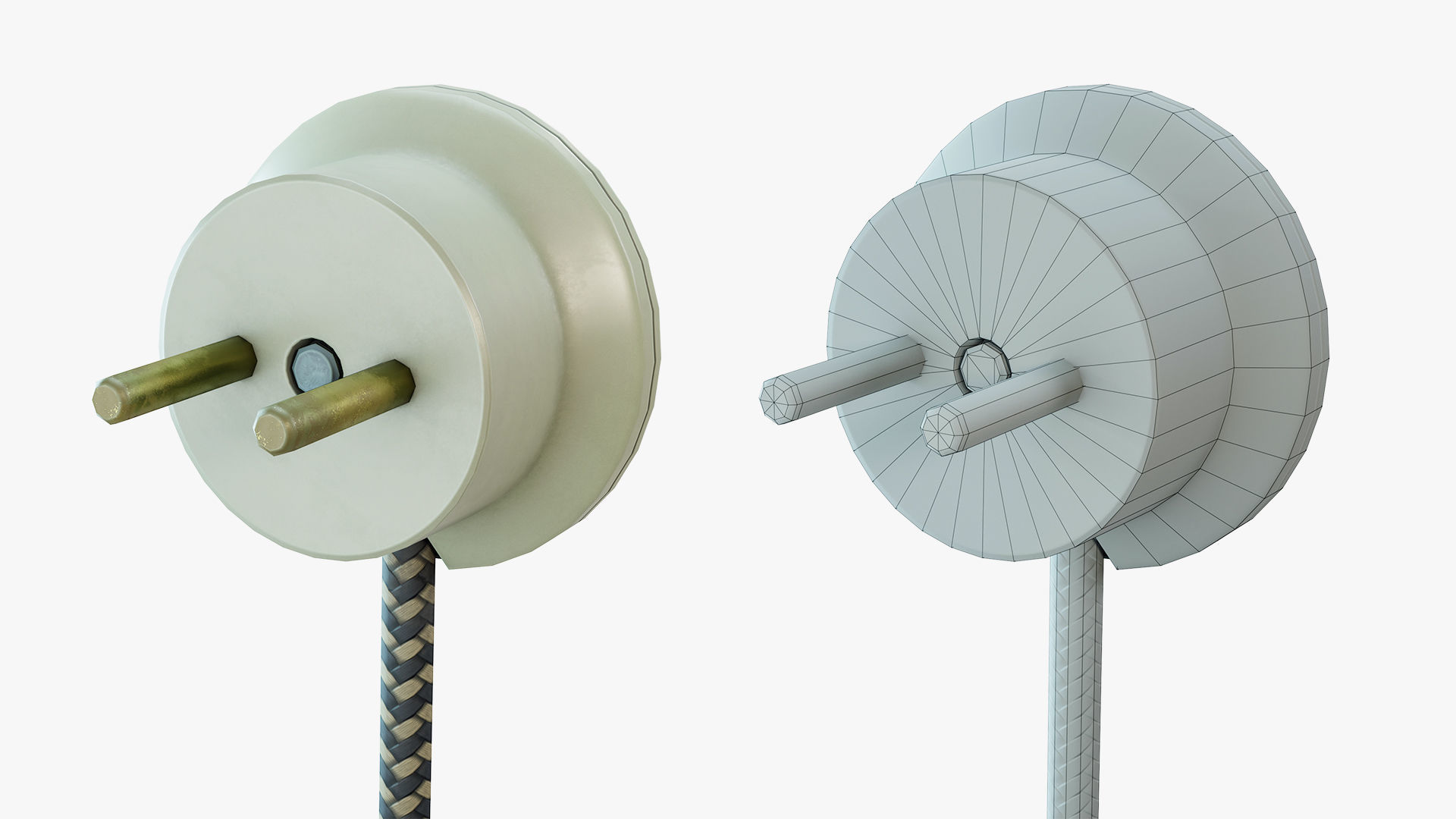 Round Electrical plug USSR Low-poly 3D model_2