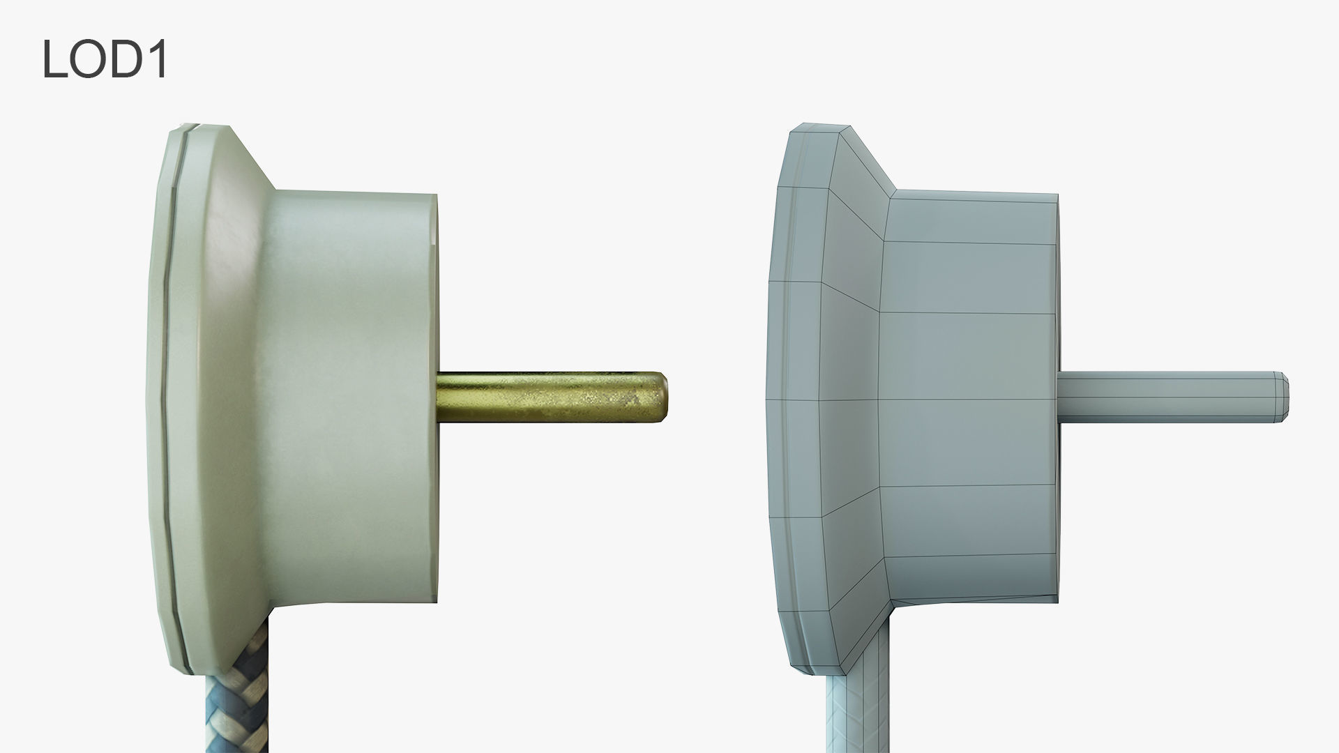 Round Electrical plug USSR Low-poly 3D model_5