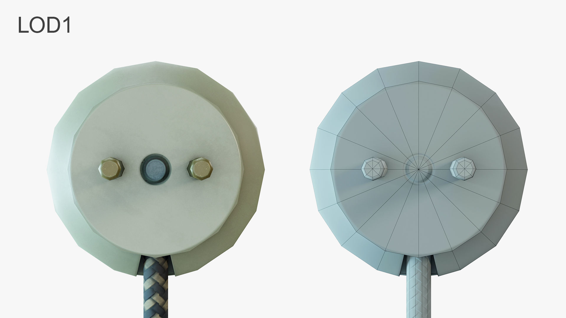 Round Electrical plug USSR Low-poly 3D model_10
