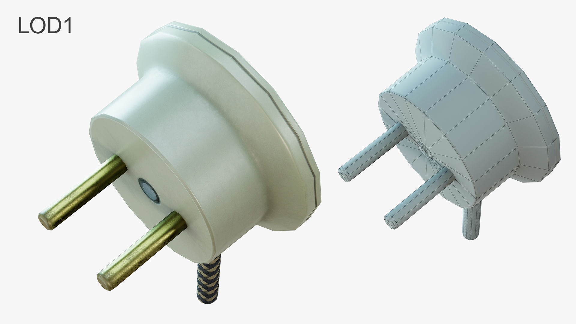 Round Electrical plug USSR Low-poly 3D model_7