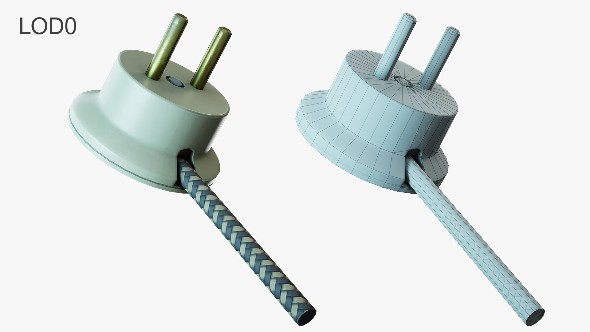 Round Electrical plug USSR Low-poly 3D model_8