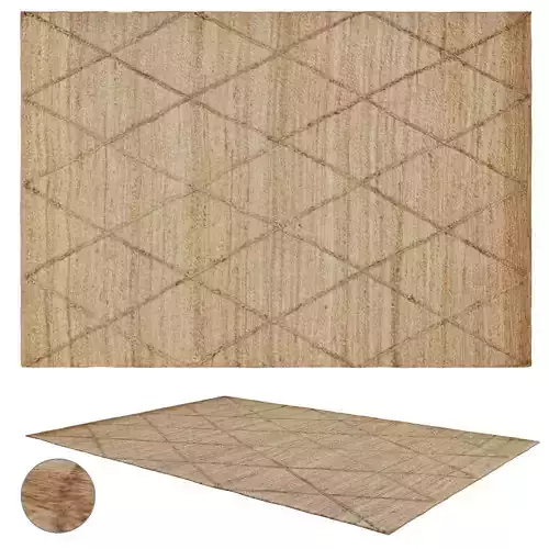 Diamond Jute - Beige Jute Rug 3D model
