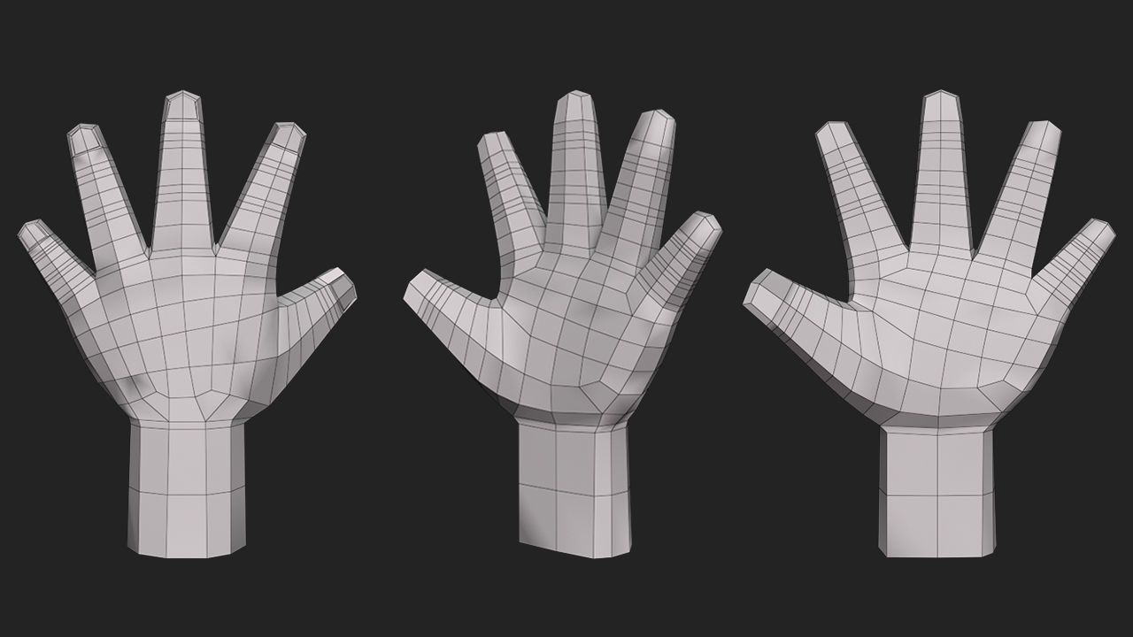 Hand Human Low-poly 3D model_3