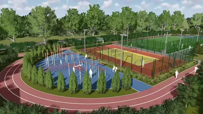 3D model of a sports ground