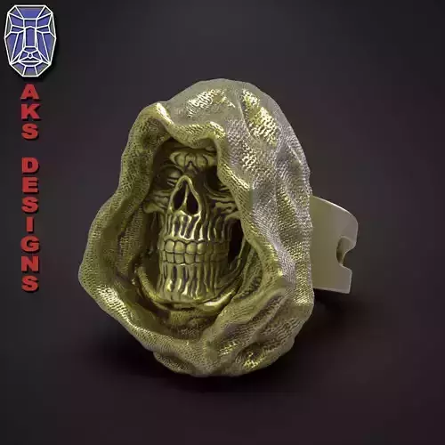 Ring skull jewelry Reaper skull v174 3D print model