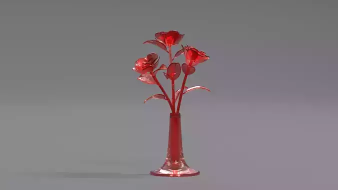  Flower Glass Showpiece Red
