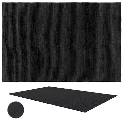 Jute Ribbed - Charcoal Grey Jute Rug 3D model