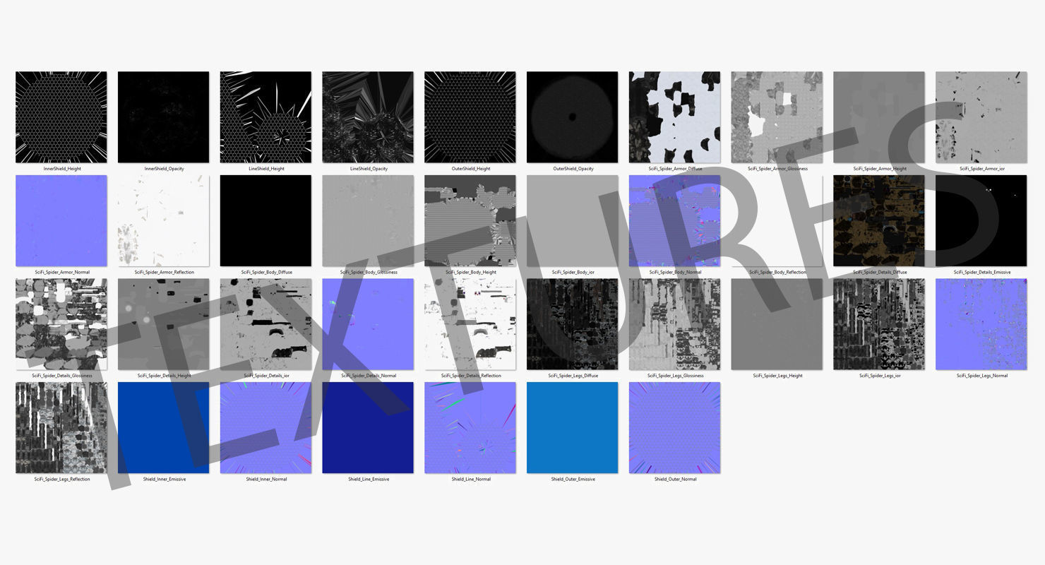 Sci-Fi Spider Rigged Low-poly 3D model_55