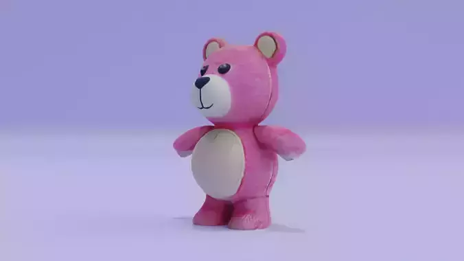 Teddy Bear Toy Plush Pink Free low-poly 3D model