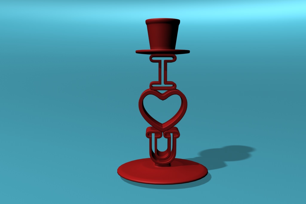 Candle Holder I love U 3D print model_1