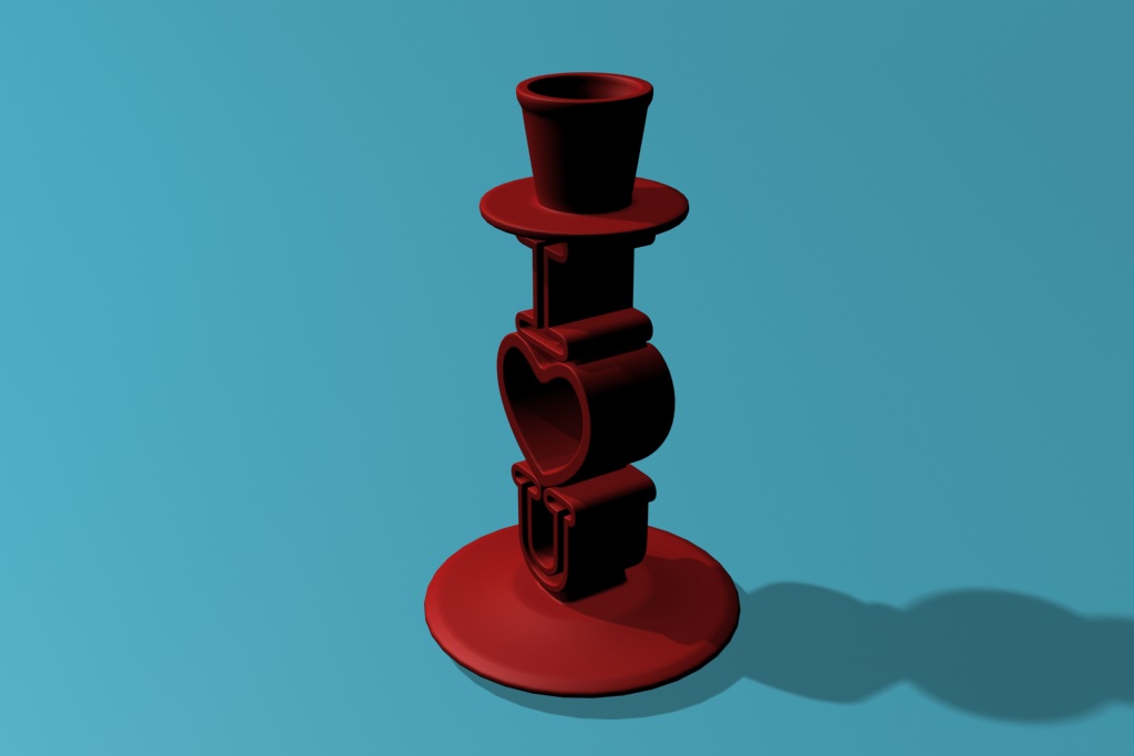 Candle Holder I love U 3D print model_3