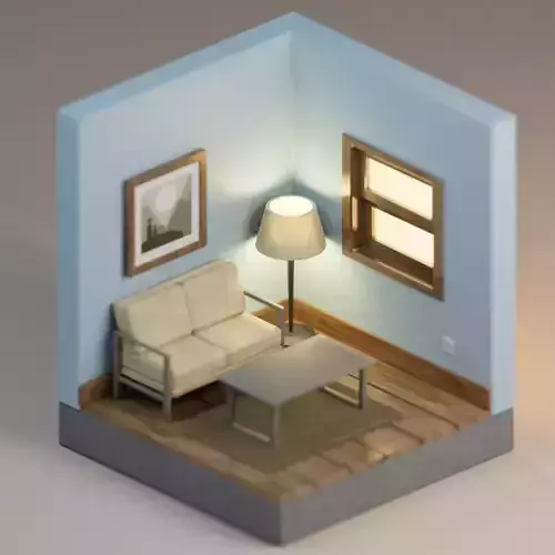 SIMPLE LOW POLY ORTHOGONAL ROOM