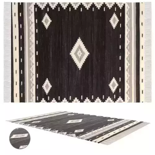 Tribal - Black Wool Rug 3D model