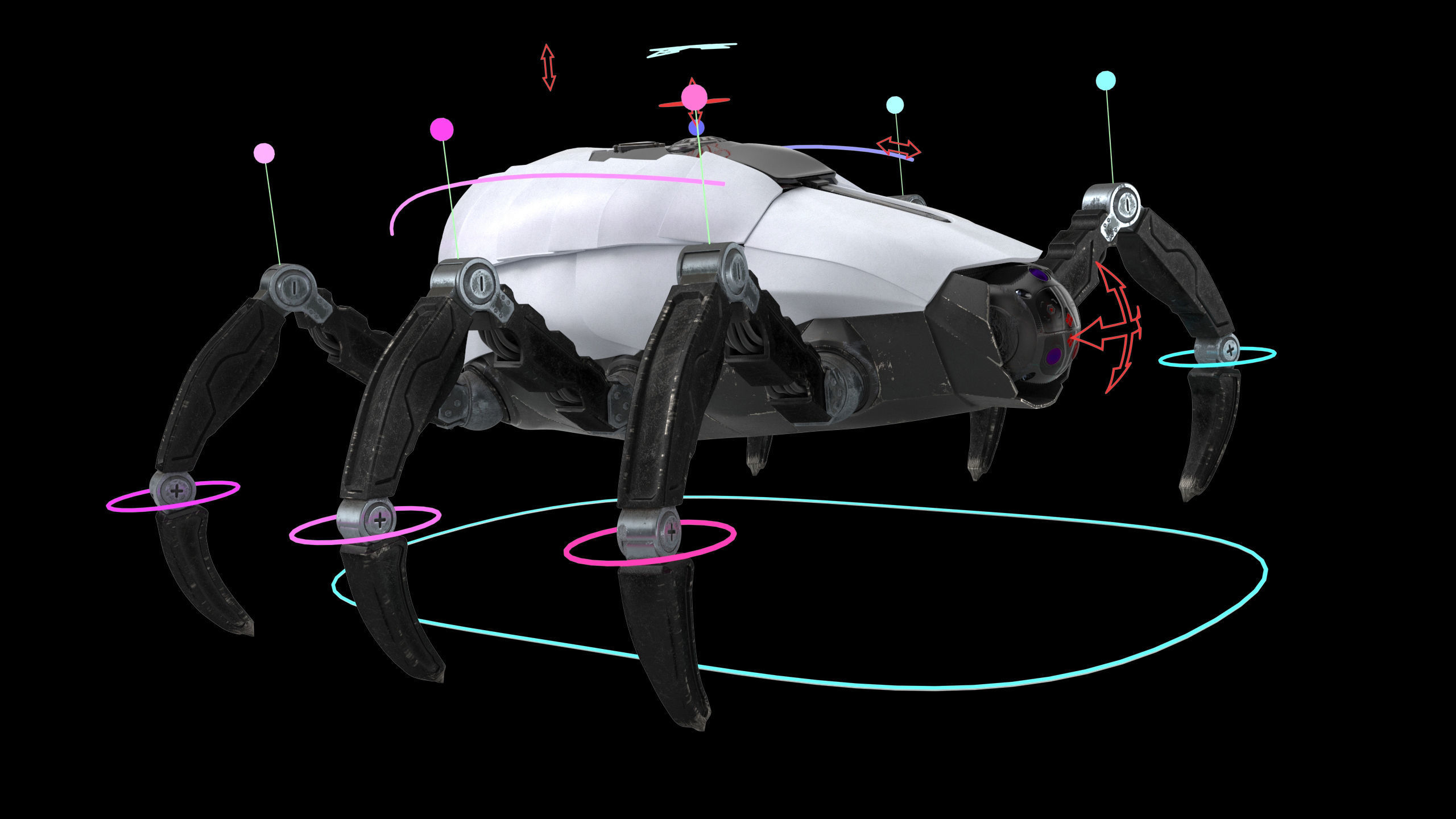 Sci-Fi Spider Animated Low-poly 3D model_17