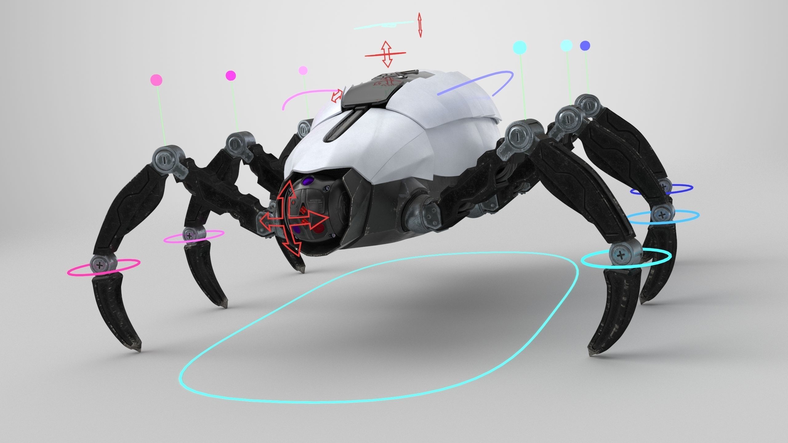 Sci-Fi Spider Animated Low-poly 3D model_11