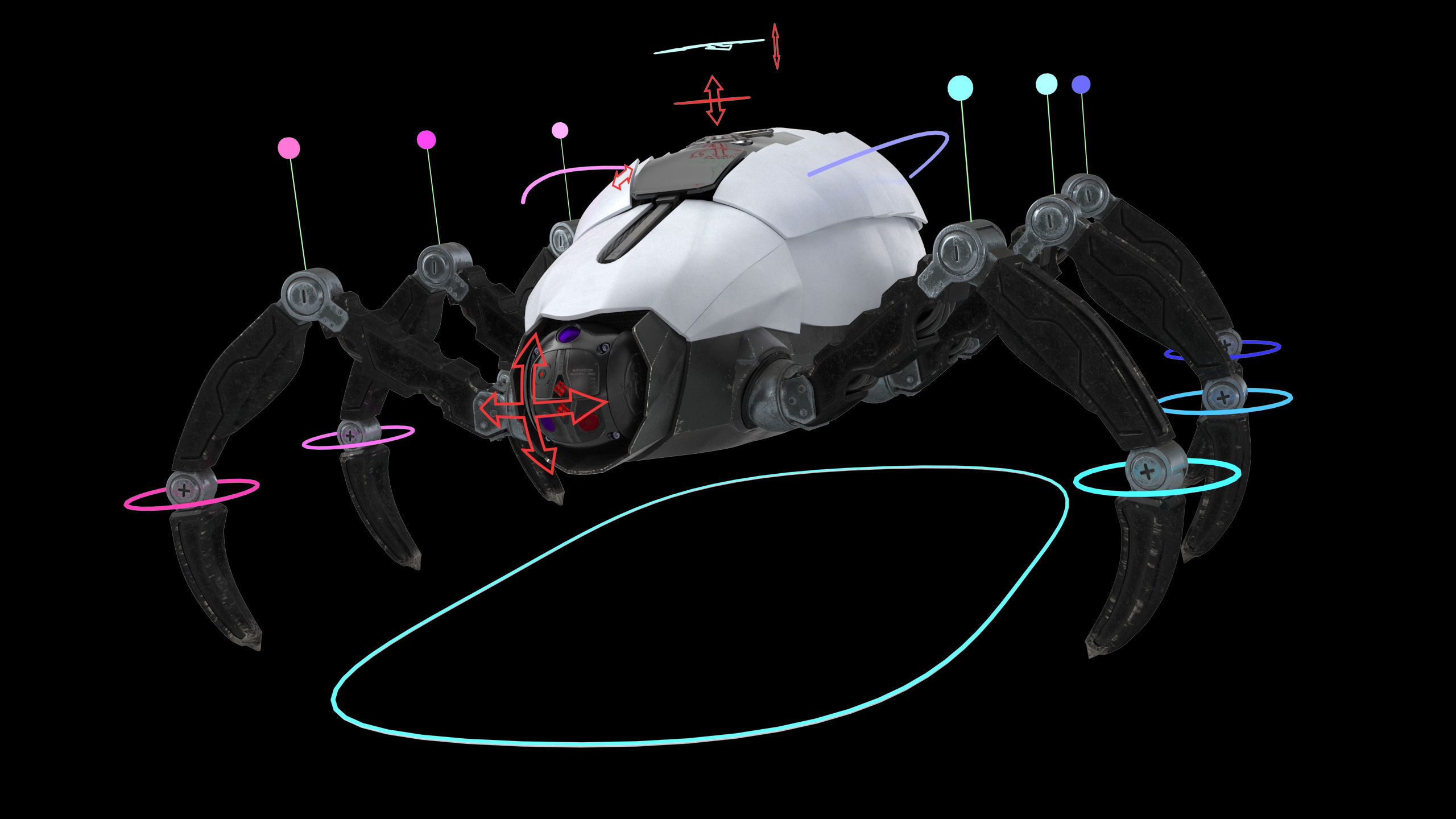 Sci-Fi Spider Animated Low-poly 3D model_4