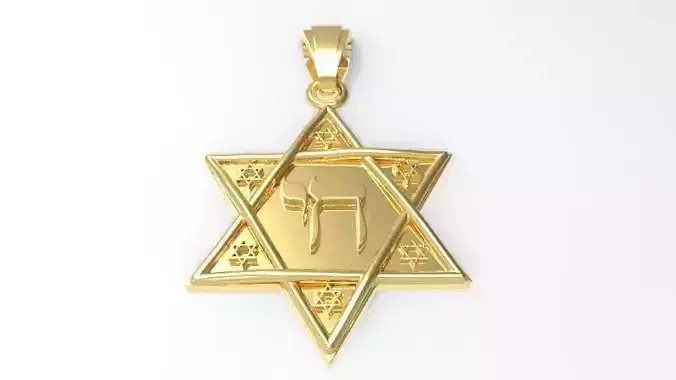 STAR OF DAVID WITH CHAI PENDANT NECKLACE CHARM JEWELRY 3D print model
