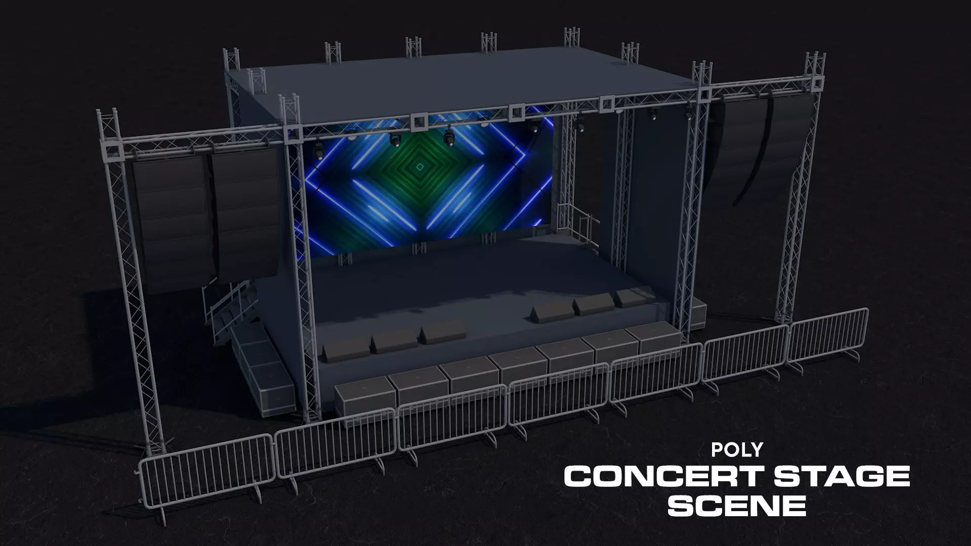 Poly Concert Stage Scene Low-poly 3D model_0