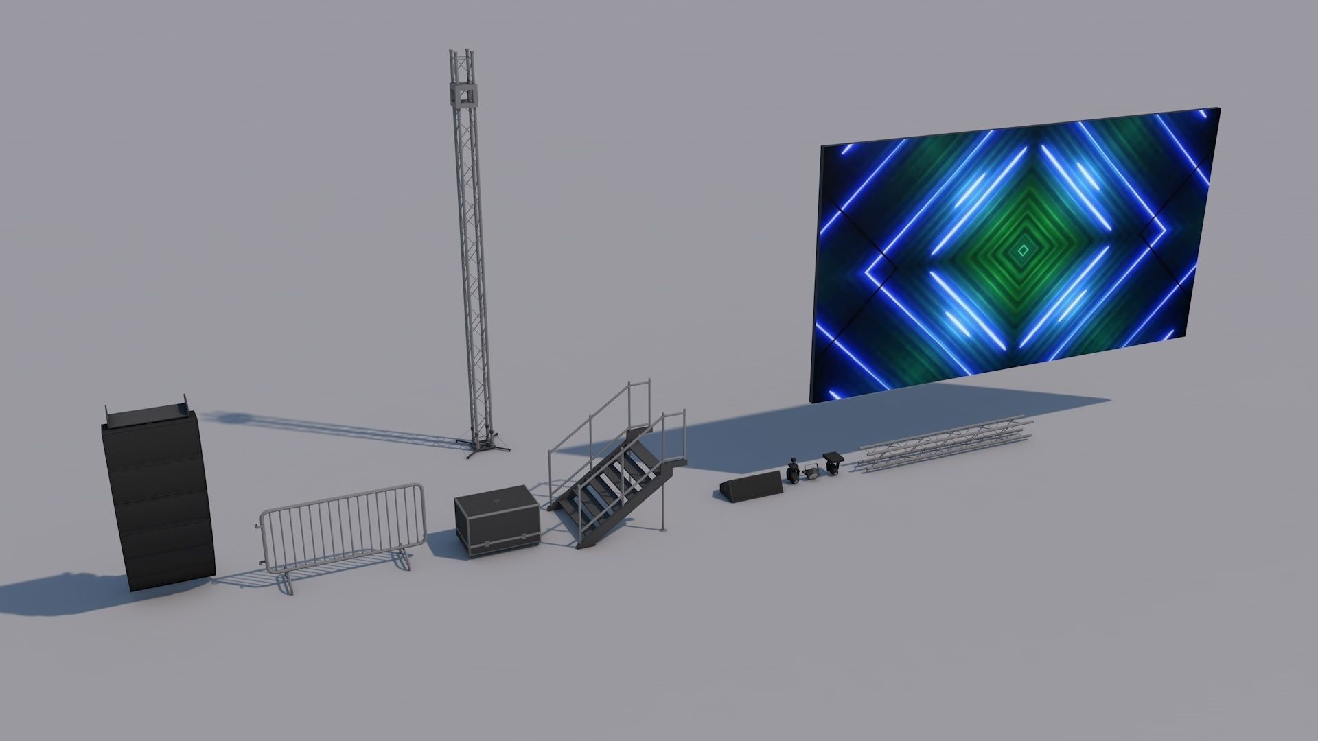 Poly Concert Stage Scene Low-poly 3D model_5
