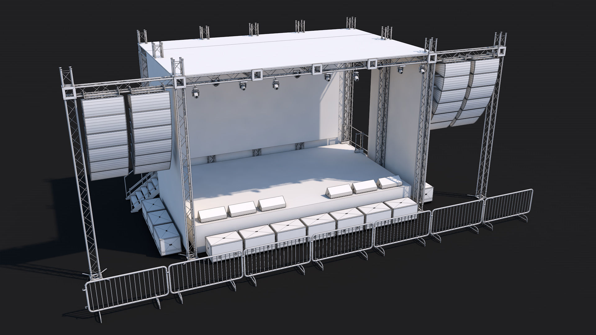 Poly Concert Stage Scene Low-poly 3D model_1