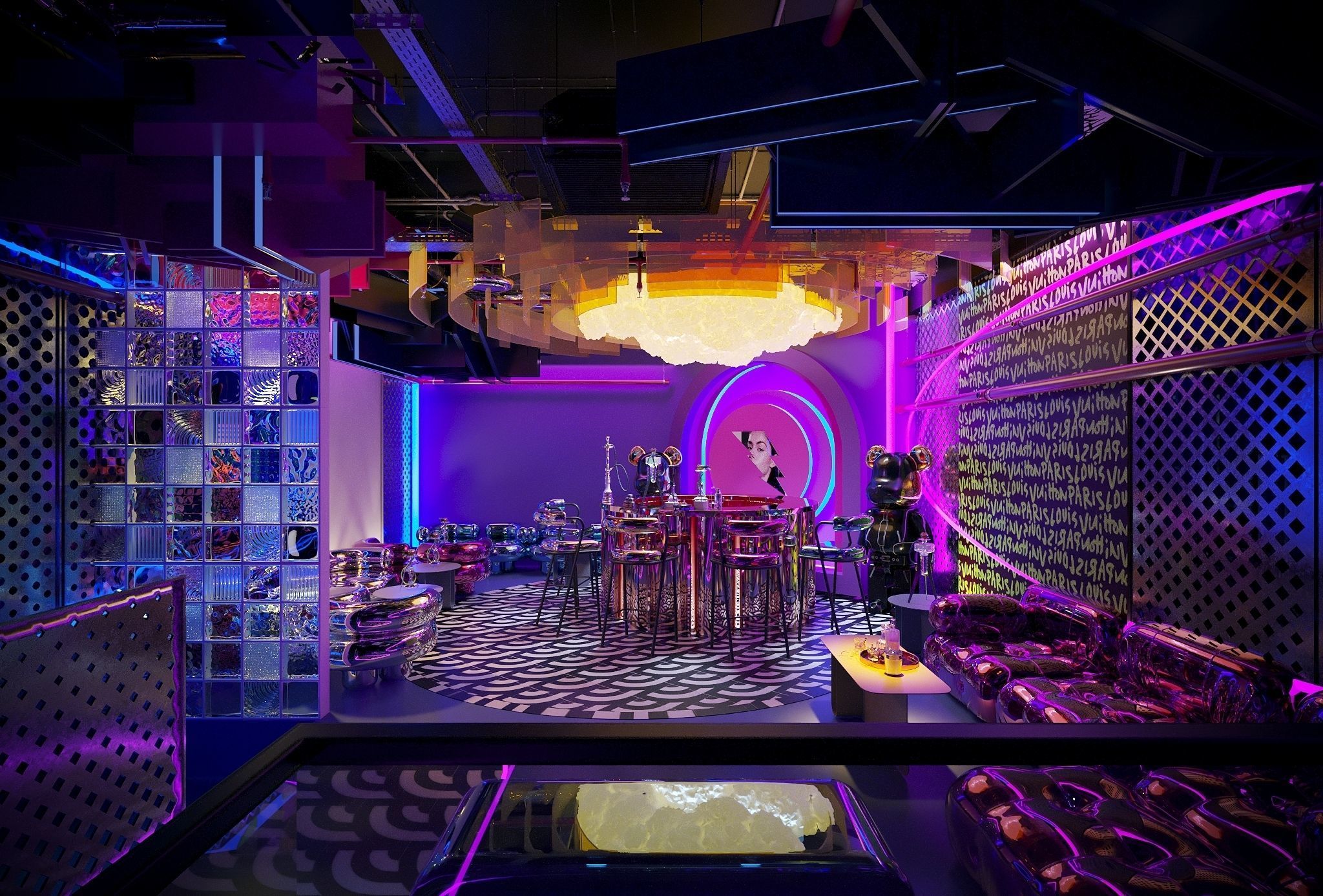 Luxury Modern Bar - Night Club-KTV room 3D model_1