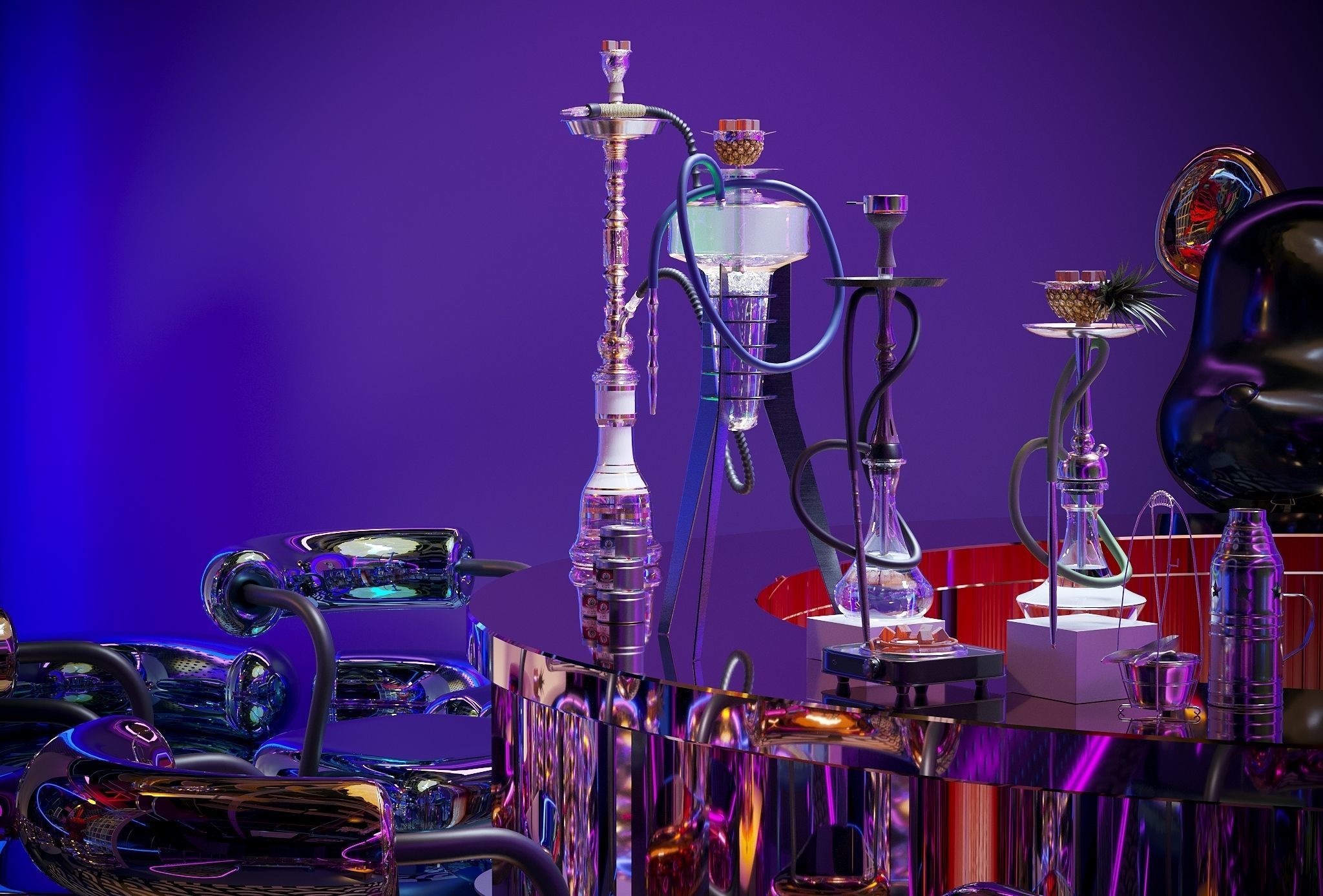 Luxury Modern Bar - Night Club-KTV room 3D model_5