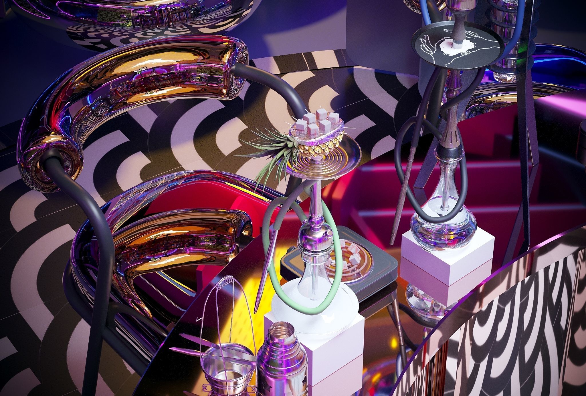 Luxury Modern Bar - Night Club-KTV room 3D model_3