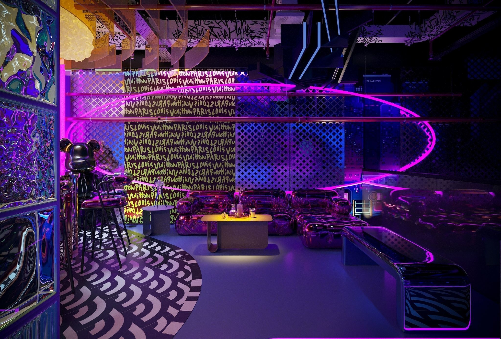 Luxury Modern Bar - Night Club-KTV room 3D model_2