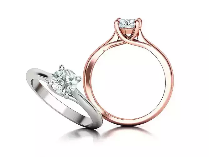 Classic Solitaire Engagement ring 6mm stone design 3dmodel 3D print model