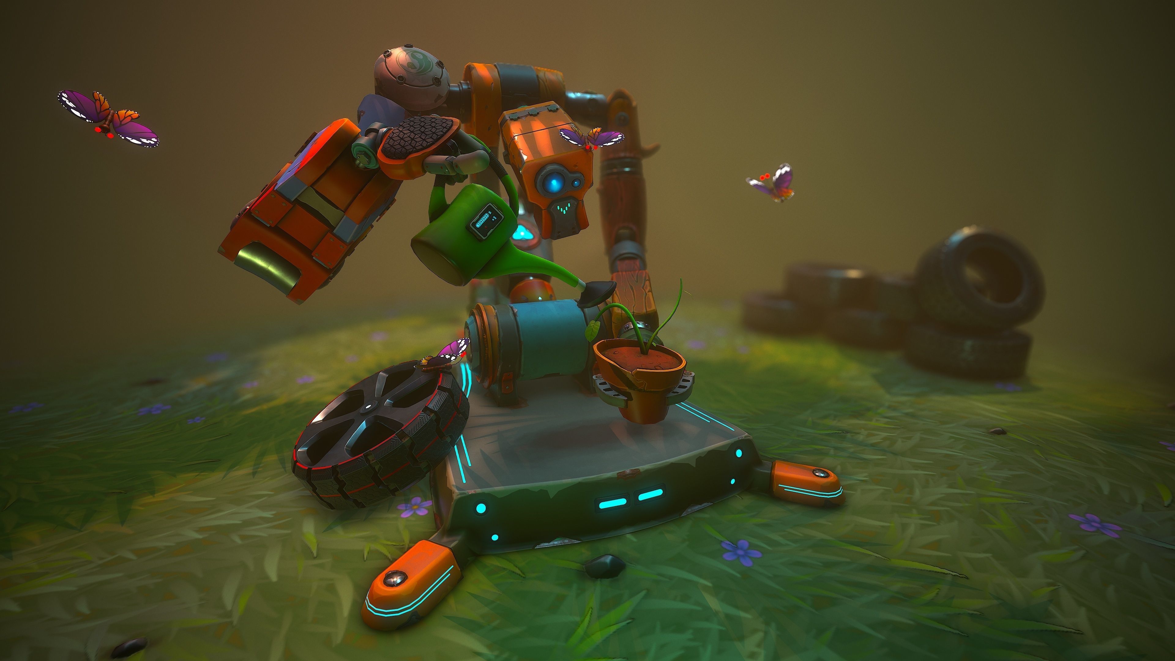 Stylized Sci Fi Factory Robot  5 Assets  One Procedural Texture Low-poly 3D model_1