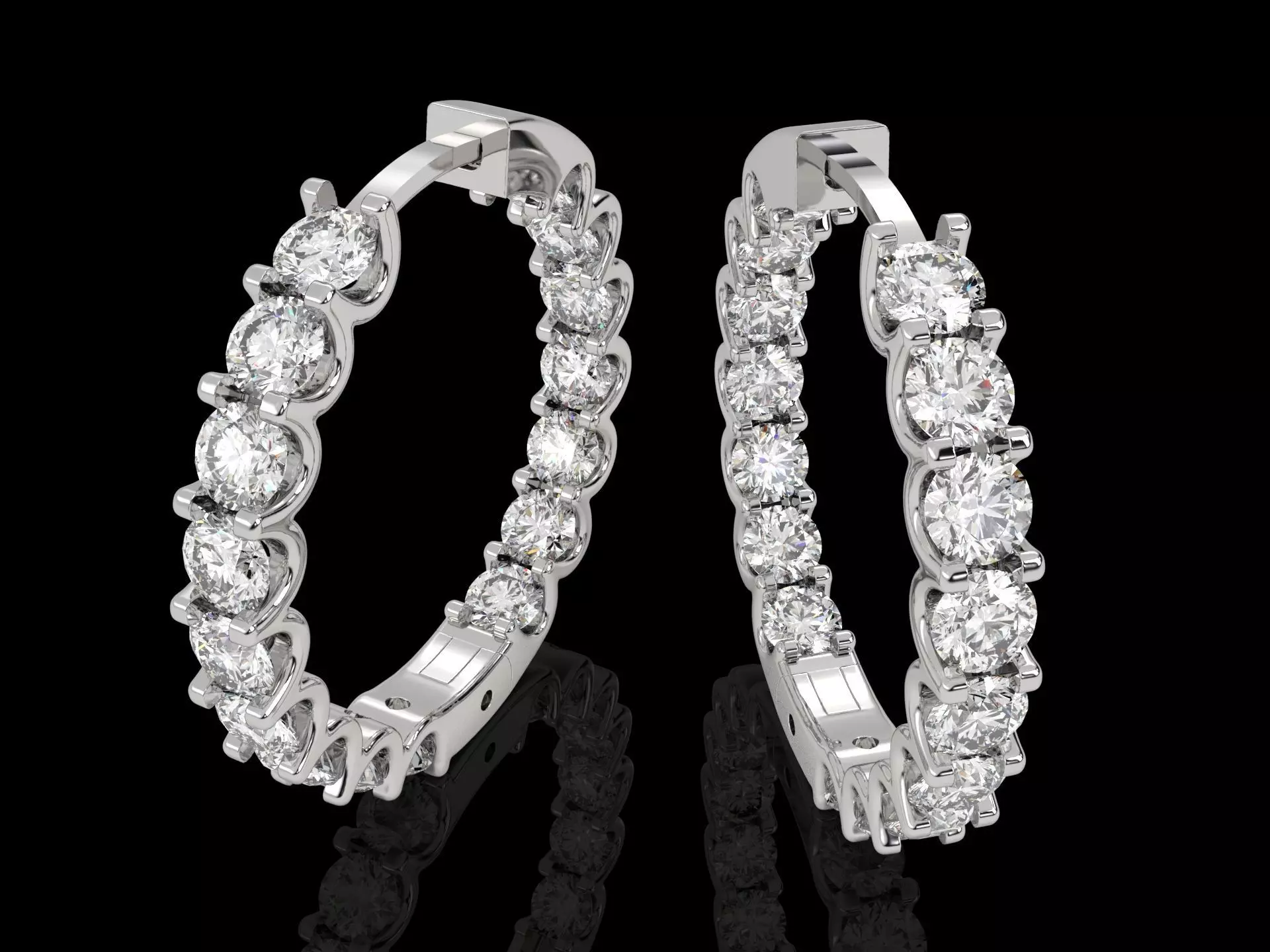 earrings with stones 3D print model_0