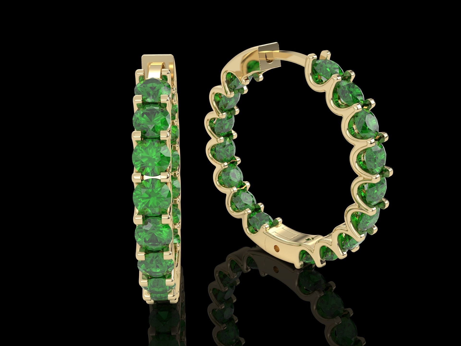 earrings with stones 3D print model_2