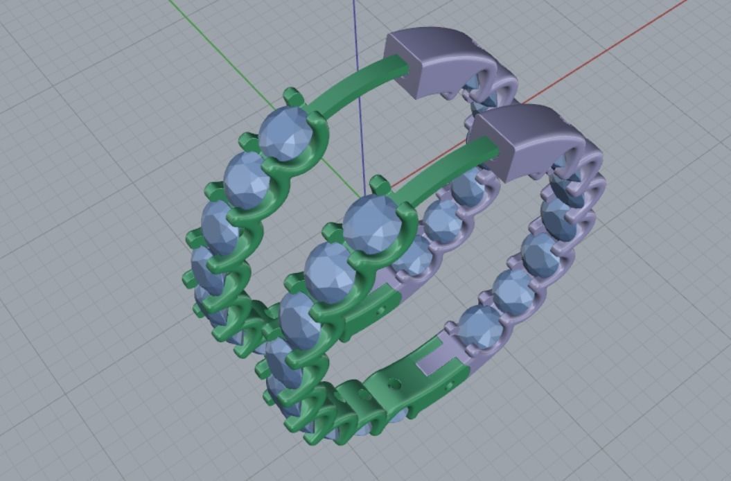 earrings with stones 3D print model_8