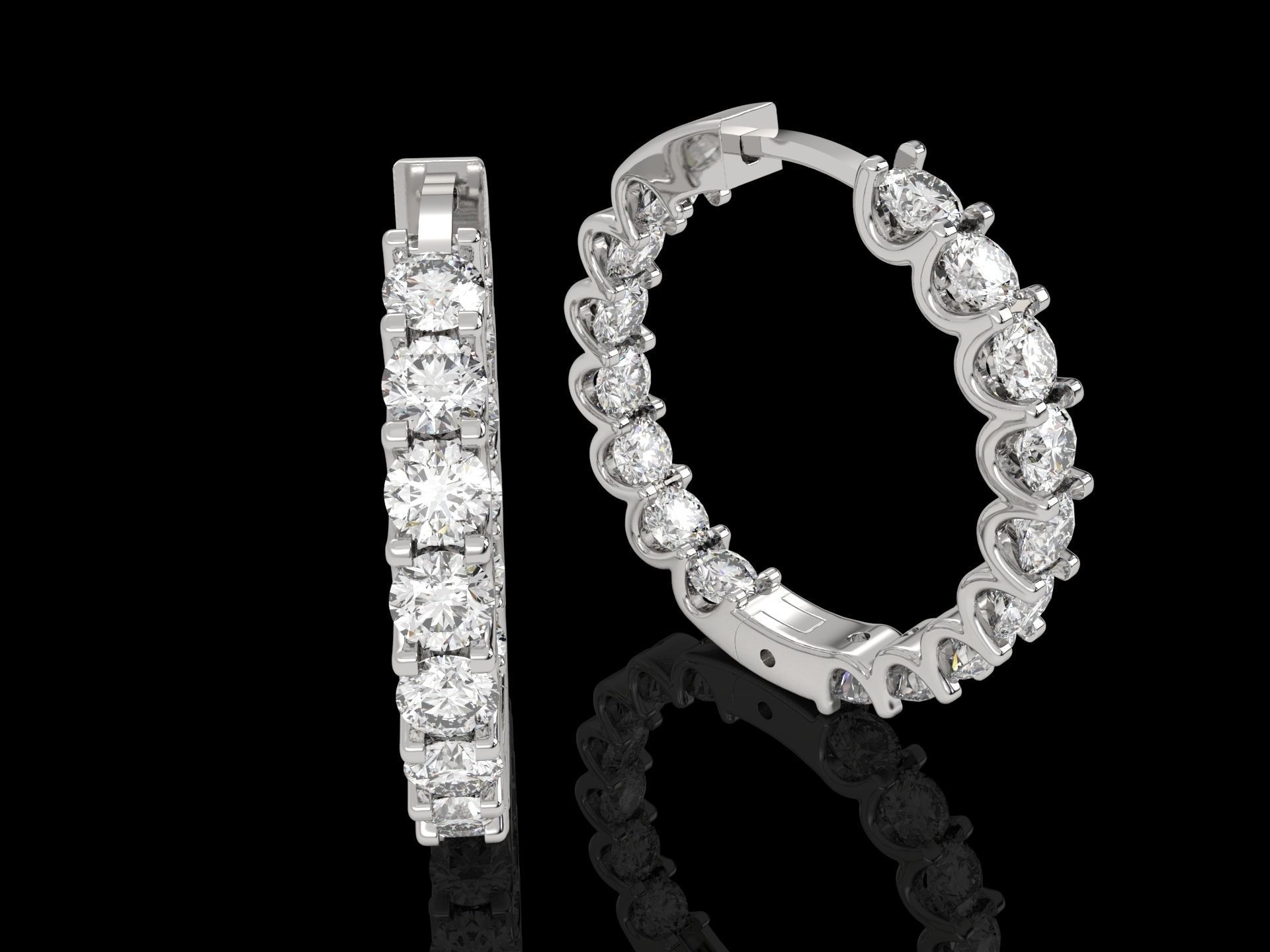 earrings with stones 3D print model_1