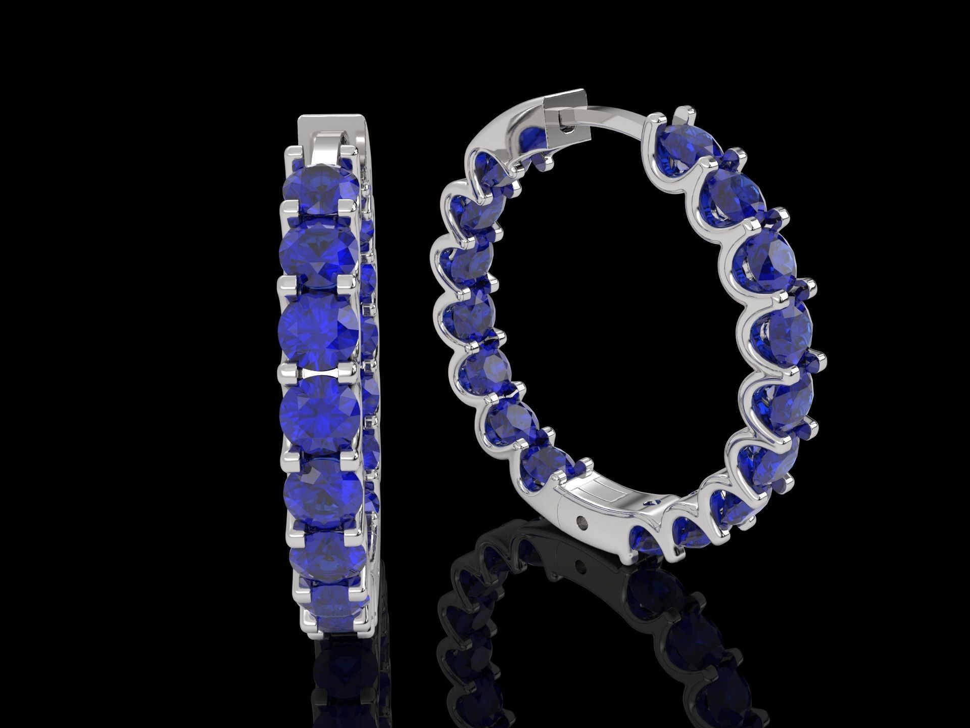 earrings with stones 3D print model_3