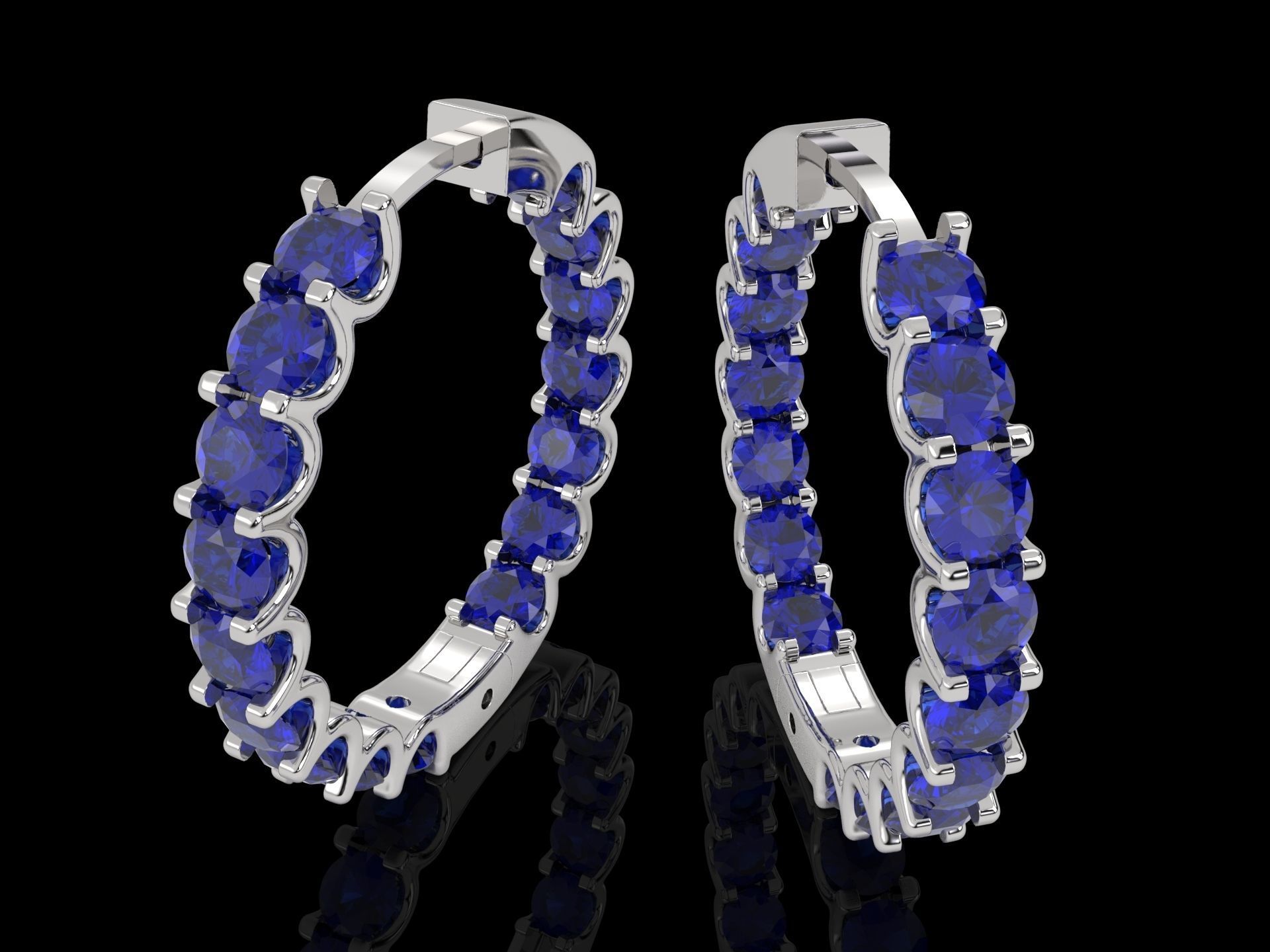 earrings with stones 3D print model_4
