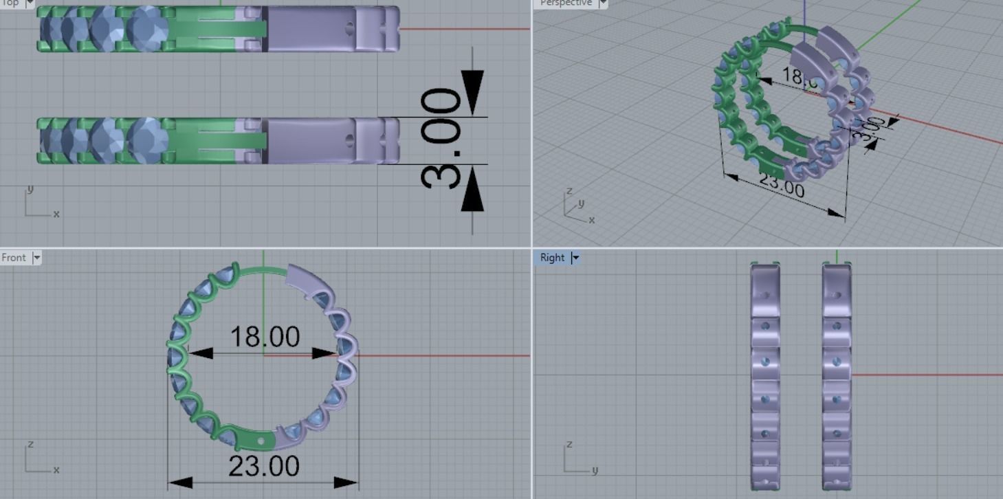 earrings with stones 3D print model_7