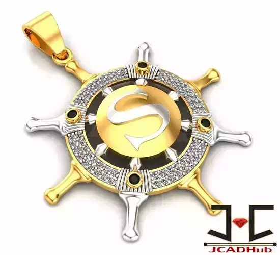 0177 - S Letter Boat Wheel Pendant - The Helm Pendant
