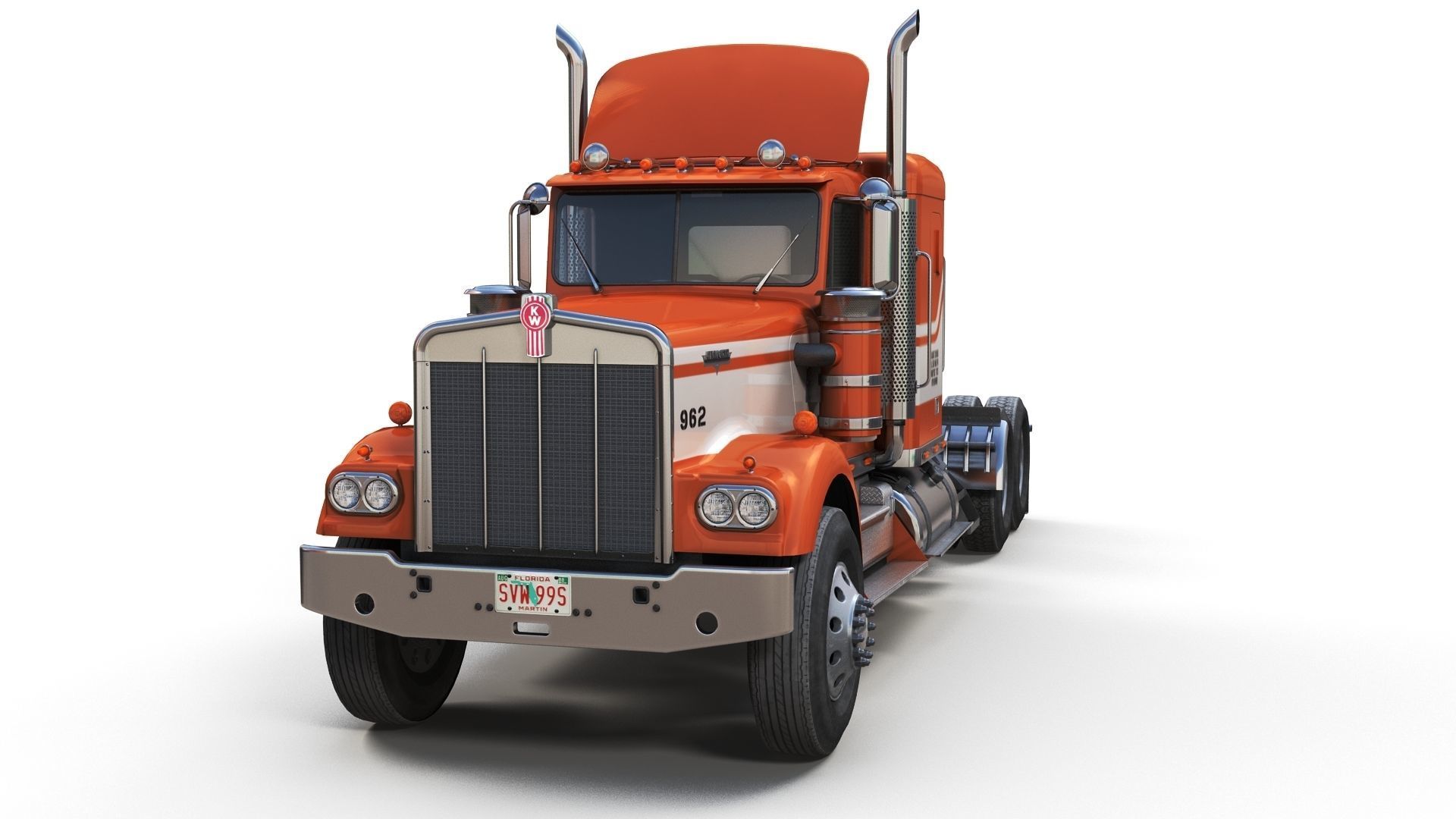 Kenworth W900 custom cab Low-poly 3D model_8